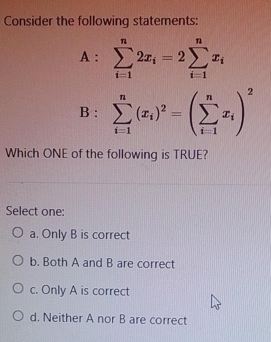 Solved Consider The Following Statements: A : | Chegg.com