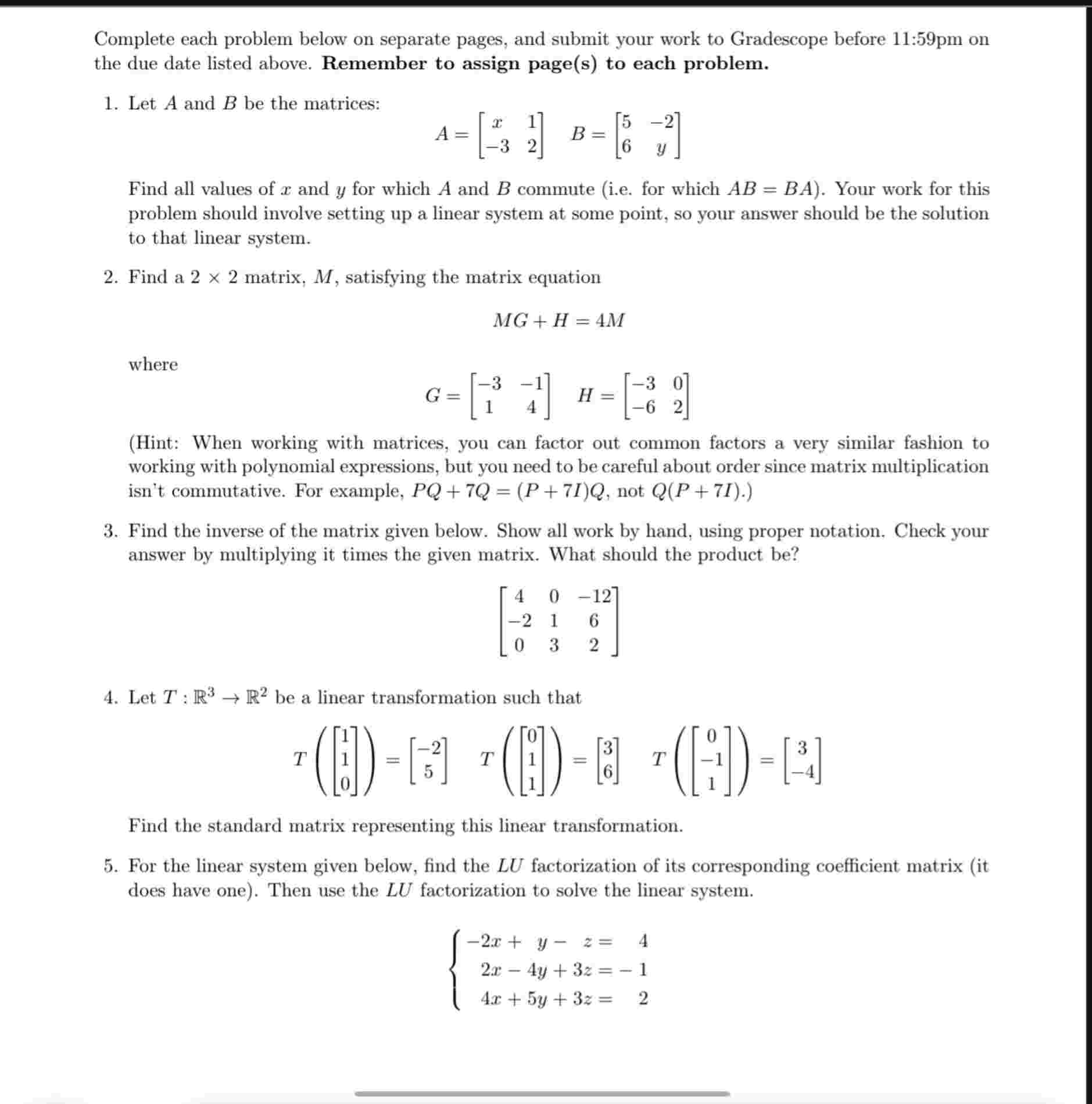 Solved Complete each problem below on ﻿separate pages, and | Chegg.com