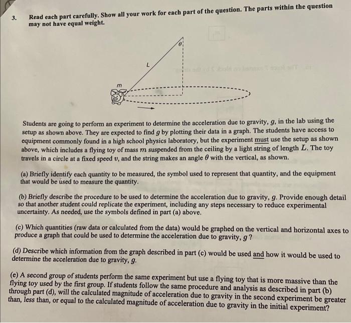 Solved 3. Read each part carefully. Show all your work for | Chegg.com