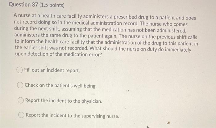 Solved Question 36 (1.5 points) A patient has four | Chegg.com