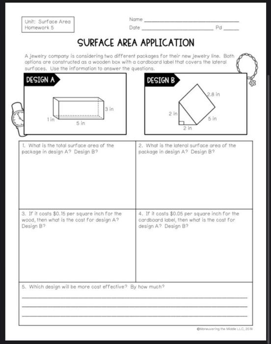 problem solving with surface area homework 5 answer key