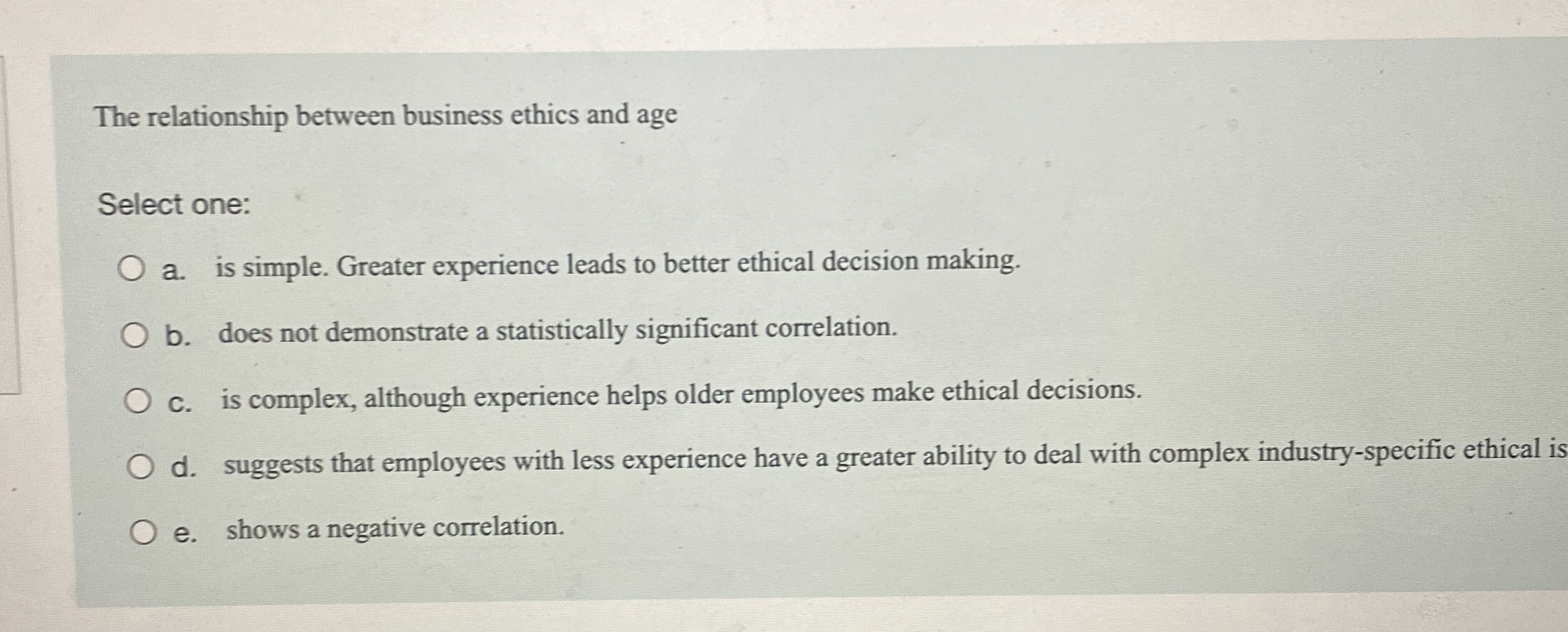 Solved The relationship between business ethics and | Chegg.com