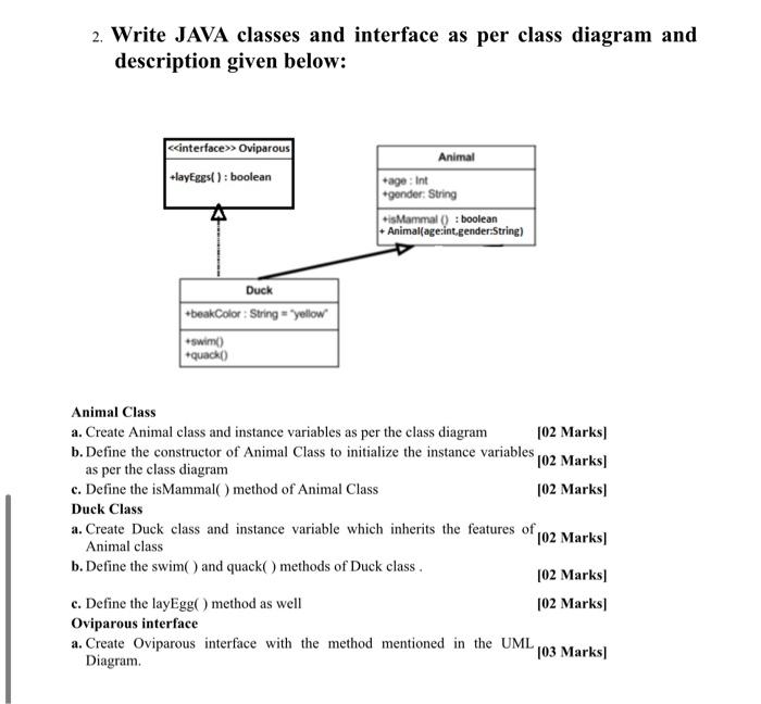 Solved 2. Write JAVA classes and interface as per class | Chegg.com