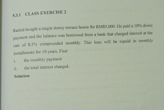 Solved How To Solve 5 3 1 CLASS EXERCISE 2Rashid Bought A Chegg