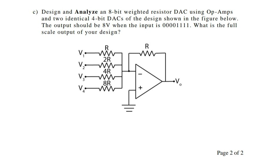 Solved c) Design and Analyze an 8bit weighted resistor DAC