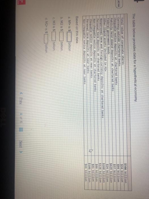 The table below provides data for a hypothetical | Chegg.com