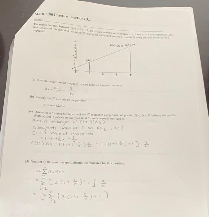 Solved Math 1190 Practice - Sections 5.1 Nam The Res Bound | Chegg.com