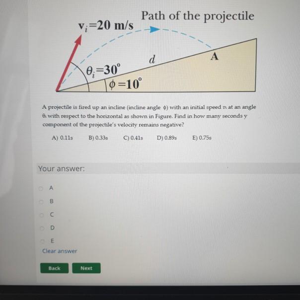 Solved Path Of The Projectile V M S D A 0 30 º 10 Chegg Com