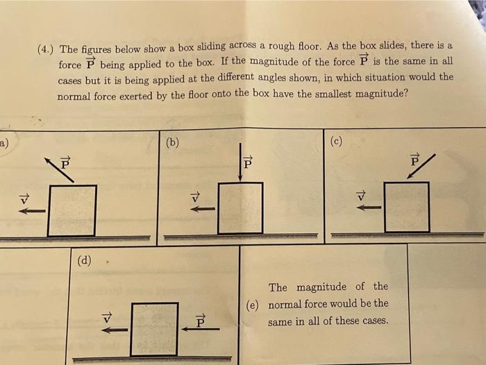 Solved (4.) The figures below show a box sliding across a | Chegg.com