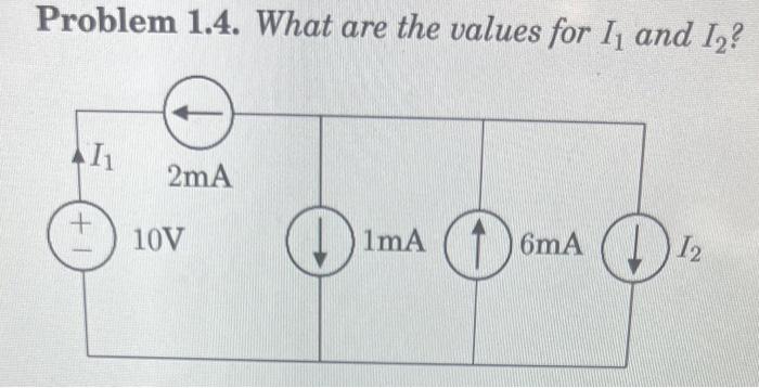 Solved Problem 1.4. What are the values for I1 and I2 ? | Chegg.com