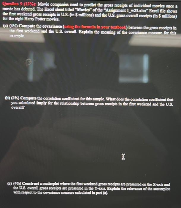 Solved Question 9(12%) : Movie companies need to predict the | Chegg.com