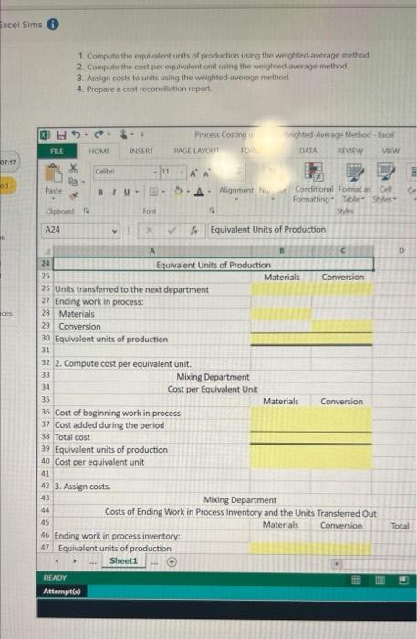 Solved Process Costing using the Weighted-Average Method 1. | Chegg.com