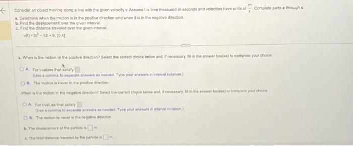 Solved Consider an oblect moving along a line with the given | Chegg.com