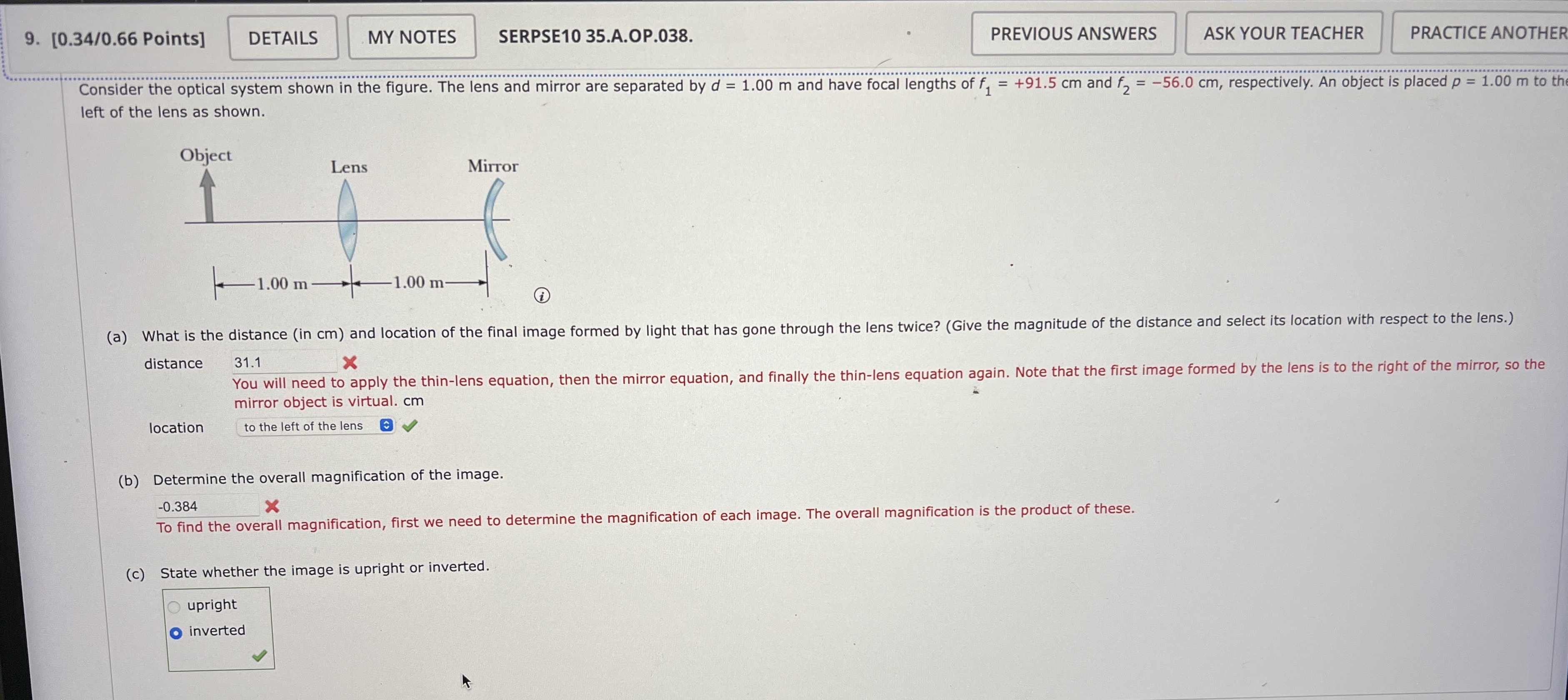 Solved Consider the optical system shown in ﻿the figure. The | Chegg.com