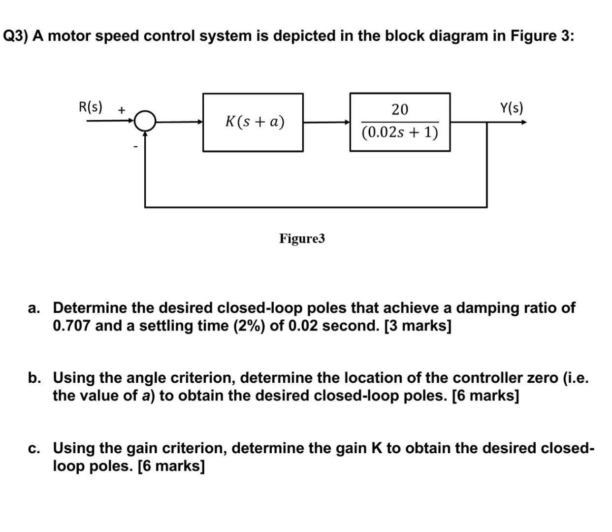 Solved Q3) A motor speed control system is depicted in the | Chegg.com