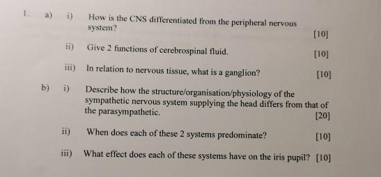 Solved 1 How is the CNS differentiated from the peripheral | Chegg.com