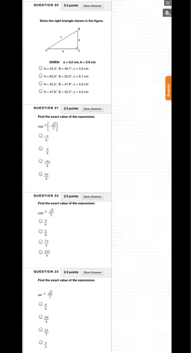 Solved QUESTION 20 2.5 points Save Answer Solve the right | Chegg.com