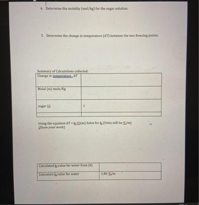 Freezing Point Depression - Lab Report Name Any | Chegg.com