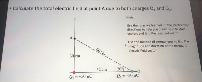 Solved Calculate the total electric field at point A due to | Chegg.com