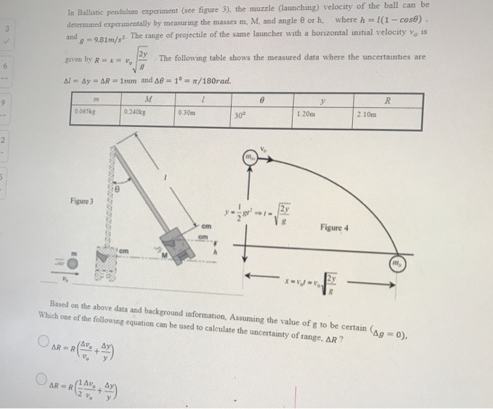 Solved 3 In Ballistic pendulum experiment (see figure 3), | Chegg.com