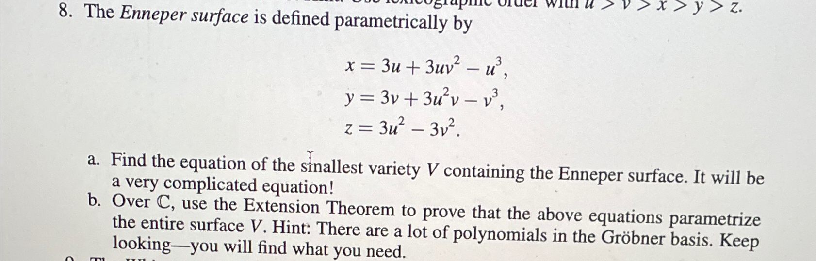 Solved The Enneper surface is defined parametrically | Chegg.com