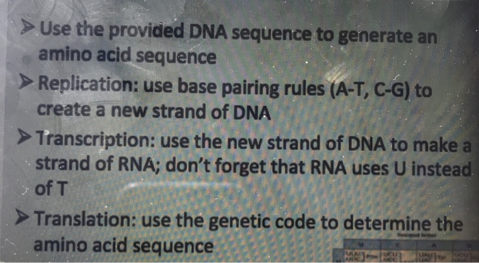 Solved > Use the provided DNA sequence to generate an amino | Chegg.com