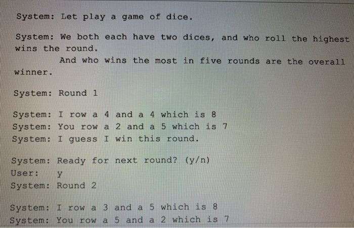 bekendtskab rim Afhængig Solved Complete Program3 to create a dice throwing game | Chegg.com