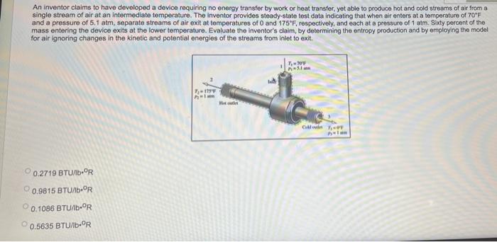 Solved An Inventor Claims To Have Developed A Device | Chegg.com