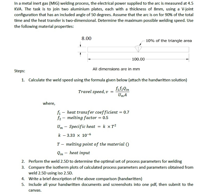 In a metal inert gas (MIG) ﻿welding process, the