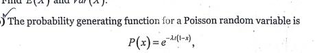 Solved The probability generating function for a Poisson | Chegg.com