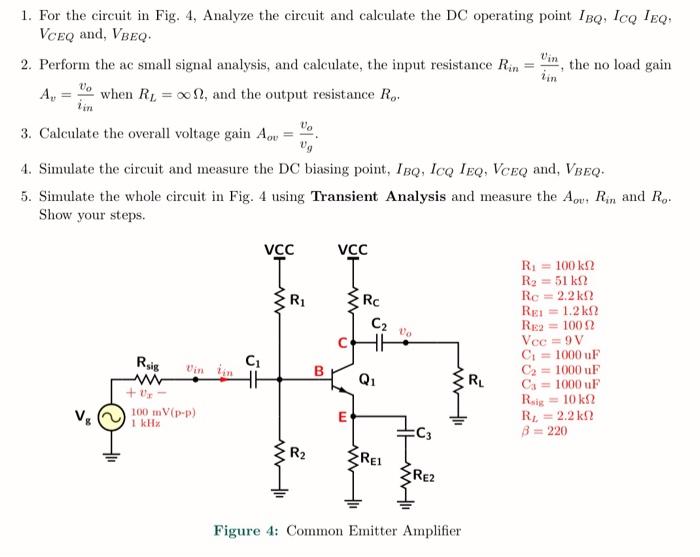 Solved 1. For the circuit in Fig. 4, Analyze the circuit and | Chegg.com