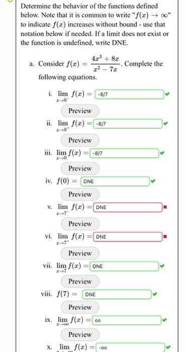 Solved Determine The Behavior Of The Functions Defined | Chegg.com