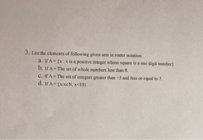 Solved 3. List the elements of following given sets in | Chegg.com