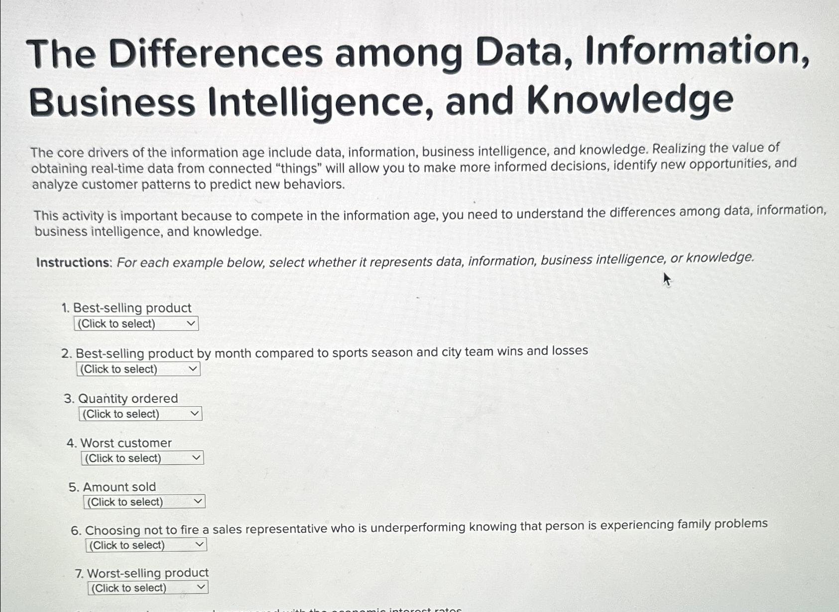 Solved The Differences among Data, Information, Business | Chegg.com