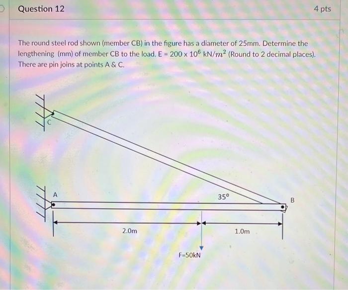 Solved The round steel rod shown (member CB ) in the figure | Chegg.com