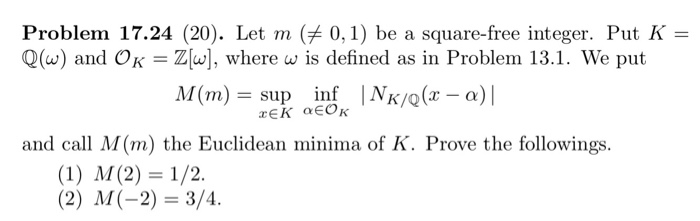 Problem 17 24 Let M 0 1 Be A Square Free Chegg Com