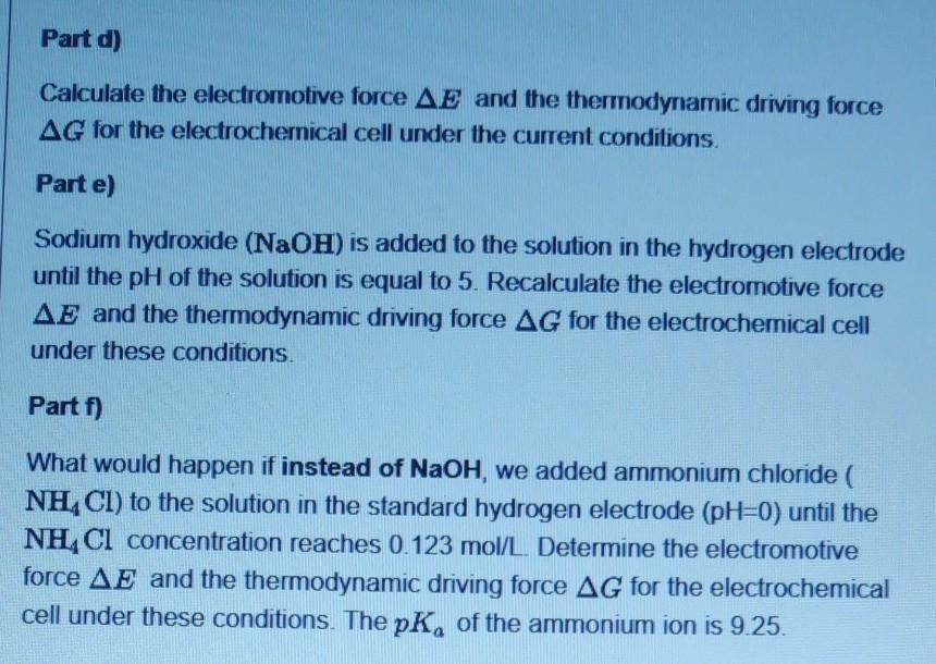 Solved Question 23 We are building an electrochemical cell.