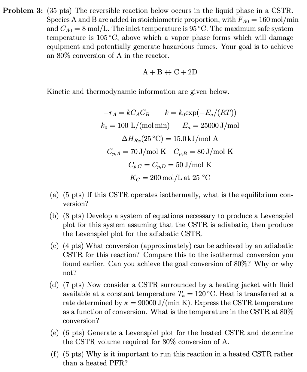 Solved Problem 3: ( 35 pts ) ﻿The reversible reaction below | Chegg.com