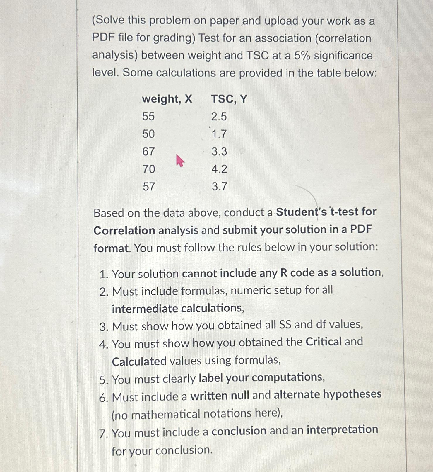 Solved (Solve this problem on paper and upload your work as | Chegg.com