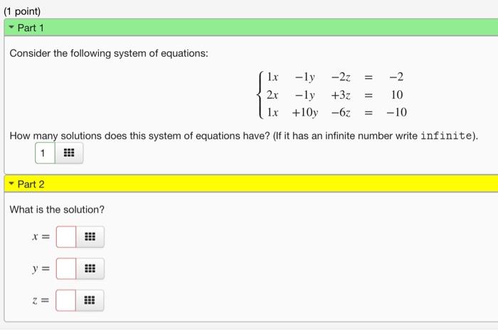 Solved Consider the following system of equations: | Chegg.com