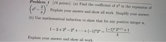 Solved Problem 1 (18 points]: (a) Find the coefficient of as | Chegg.com