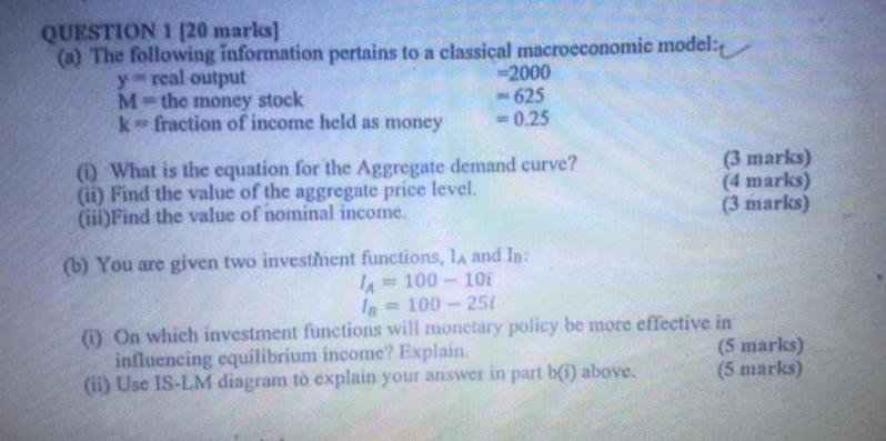 Solved QUESTION 1 [20 ﻿marks](a) ﻿The following information | Chegg.com