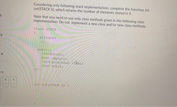 Solved 2: Considering only following stack implementation, | Chegg.com