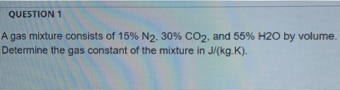 Solved Question 1 A Gas Mixture Consists Of 15 N2 30 Co2