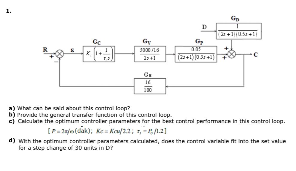 Solved a) ﻿What can be said about this control loop?b) | Chegg.com