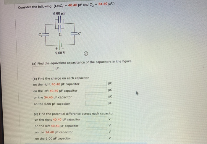 Solved Consider the following. (Letc, -40.40 pF and C2 - | Chegg.com