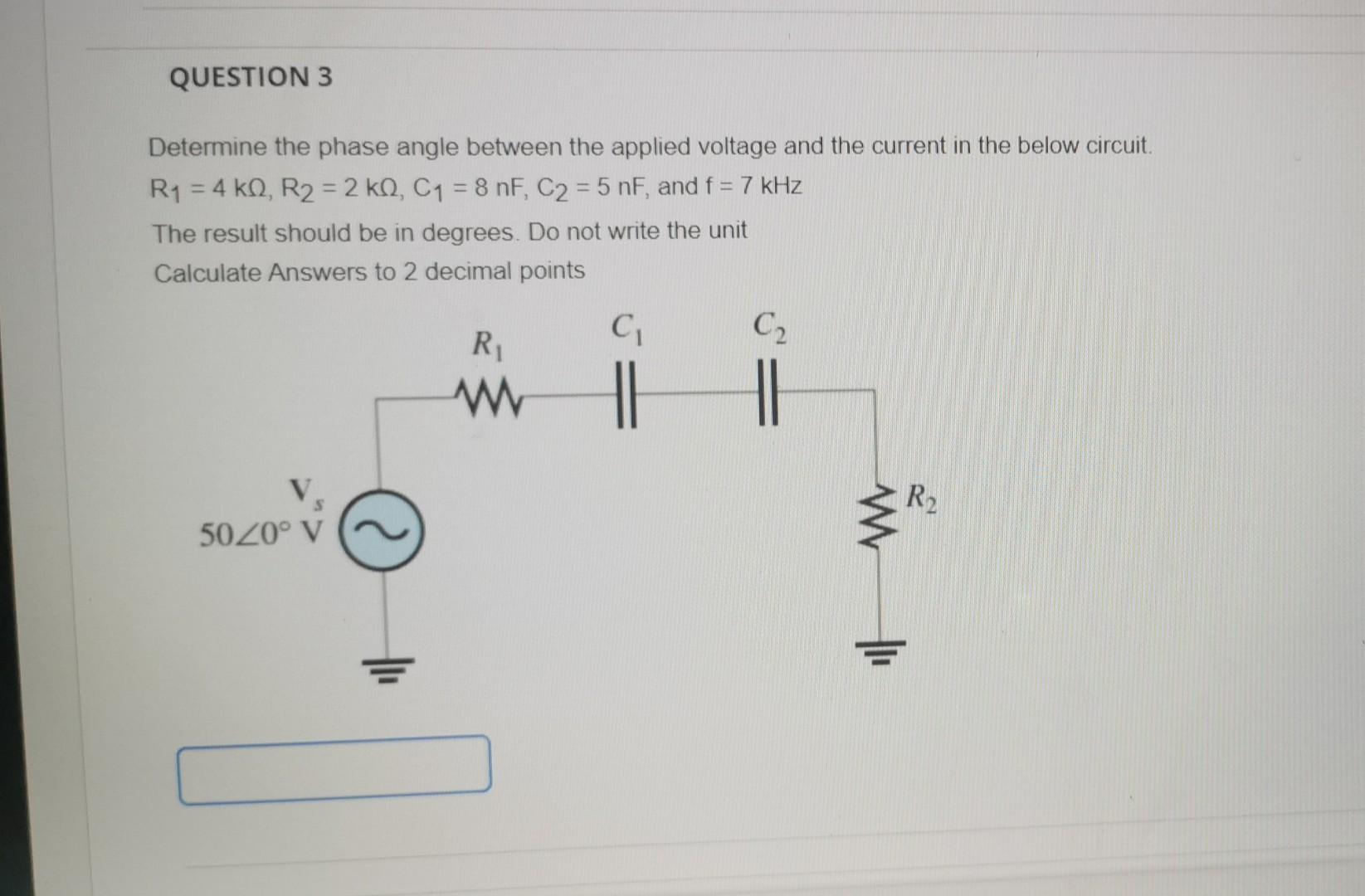 Solved Determine the phase angle between the applied voltage | Chegg.com