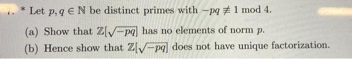 Solved Let P En Be Distinct Primes With Pq 1 Mod 4