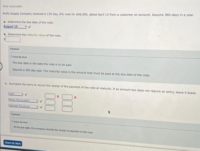 Solved Prefix Supply Company Recelved A 120-day, 6% Note For | Chegg.com