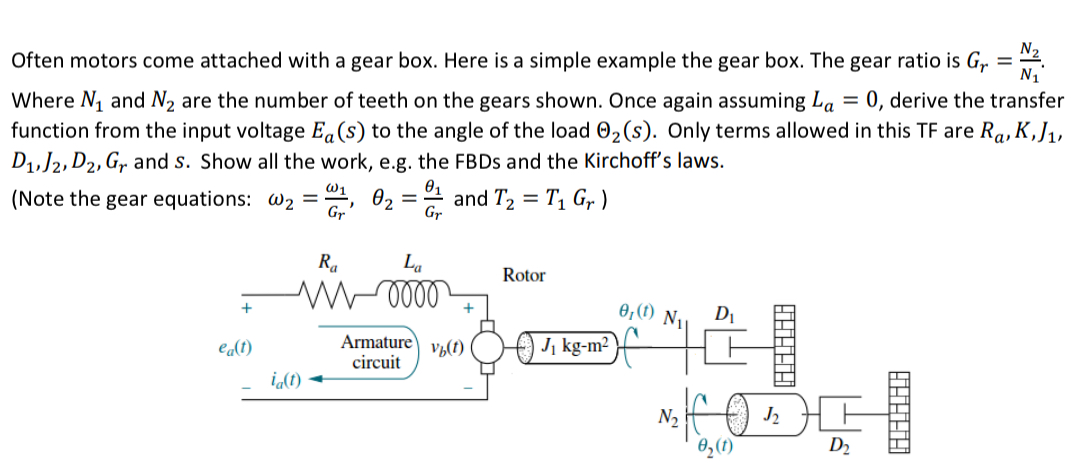 Often motors come attached with a gear box. Here is a | Chegg.com
